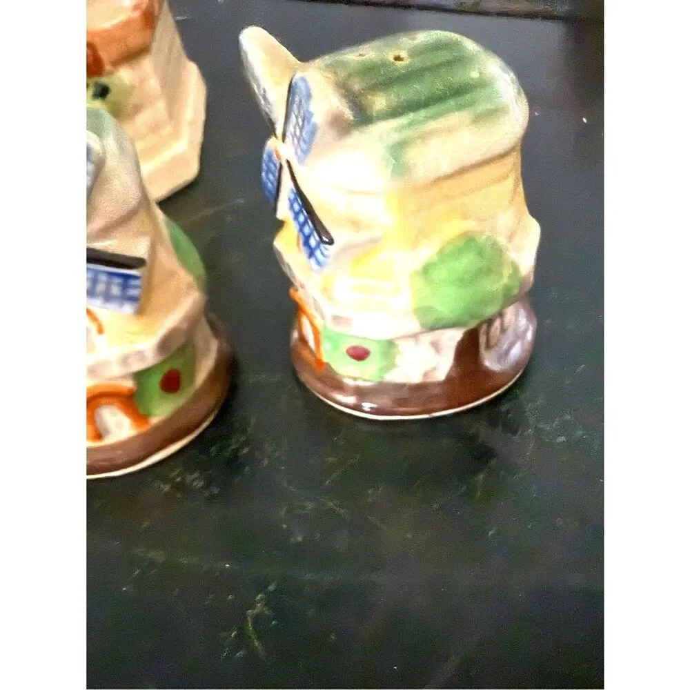 Vintage Japan Windmill Teapot 2 Cup With Salt And Pepper Shakers